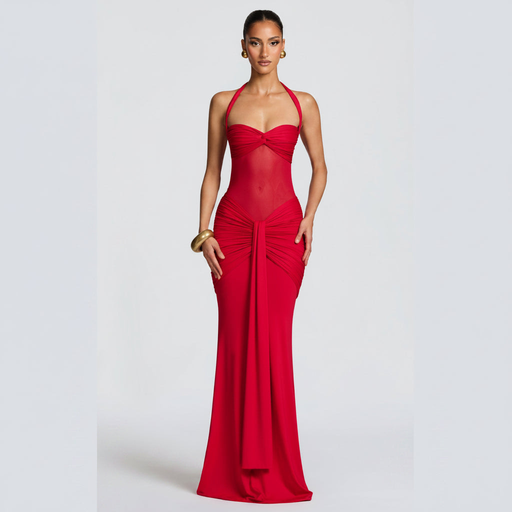 Women's Mesh Maxi Dress Bodycon Fishtail Sleeveless Party Gown - Image 8