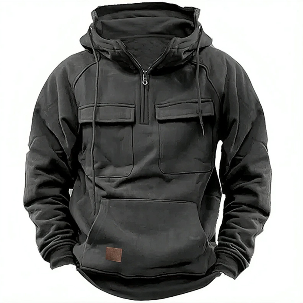 Men's Modern Cosy Streetwear Winter Hoodie with Zipper and Front Pockets