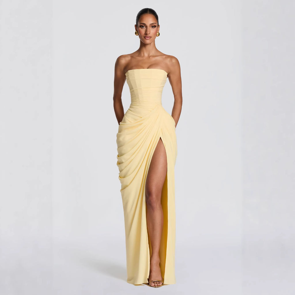 Women's Long Sleeve Bodycon Maxi Dress Ruched Mermaid Evening Gown - Image 3