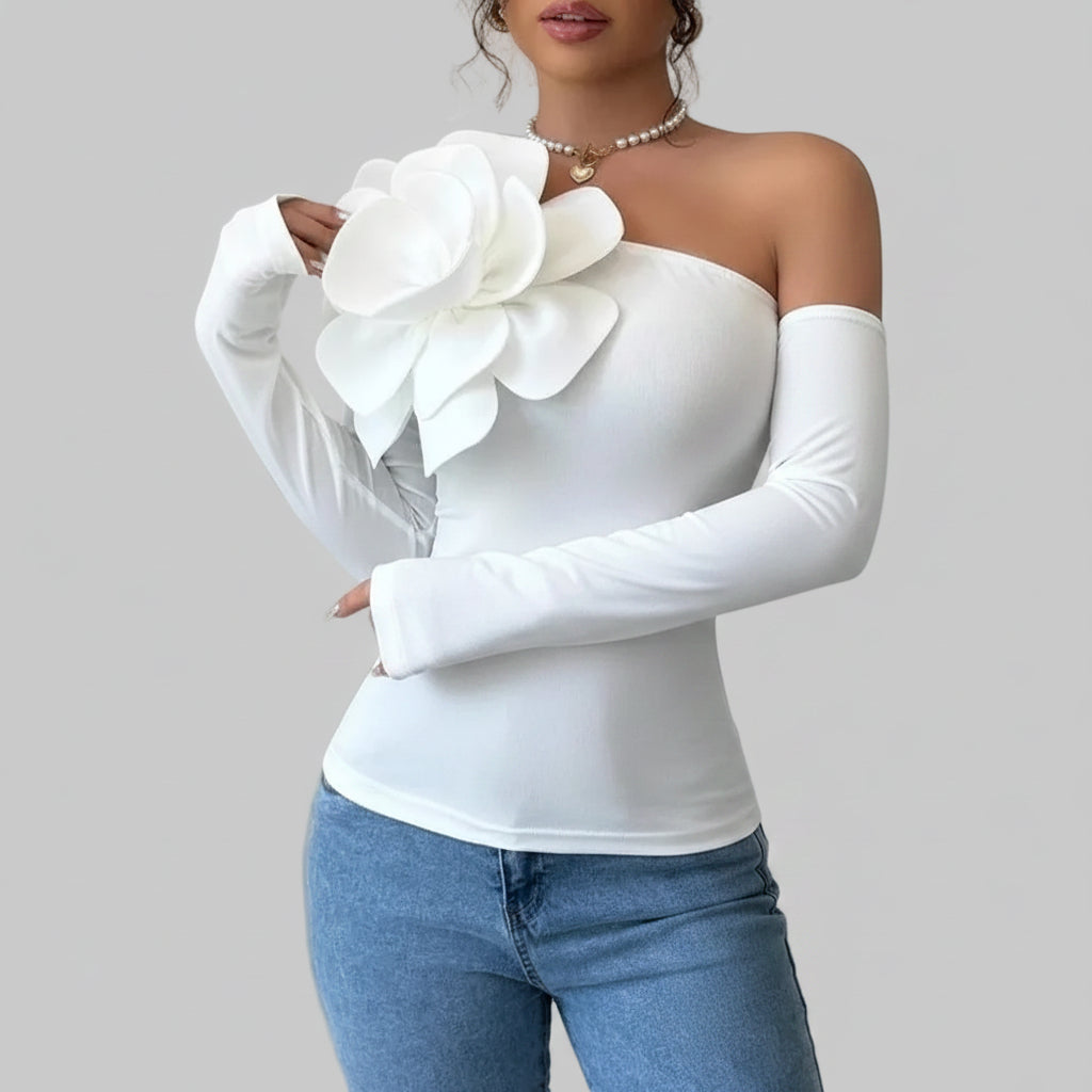 Off Shoulder Bodysuit Long Sleeve White Party Elegant Sexy Women - Image 4