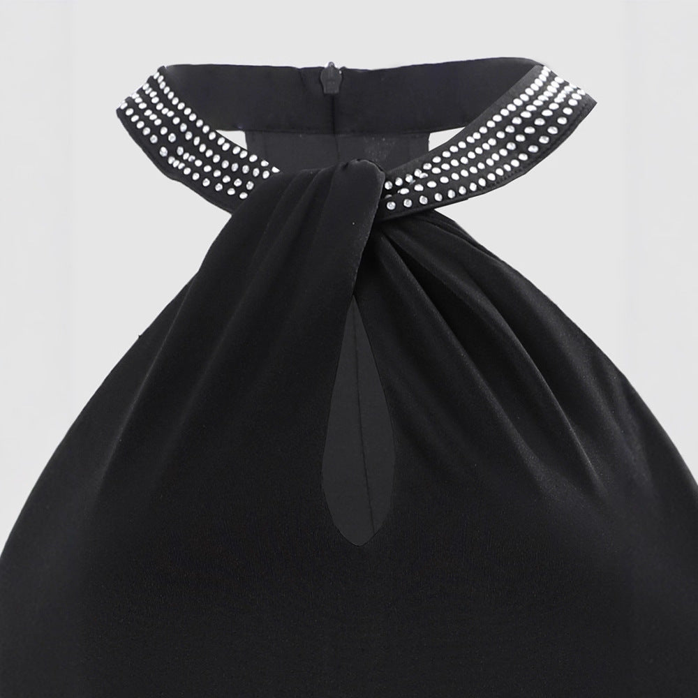 Women's Bodycon Dress Sleeveless Rhinestone Black Mini Going Out - Image 4