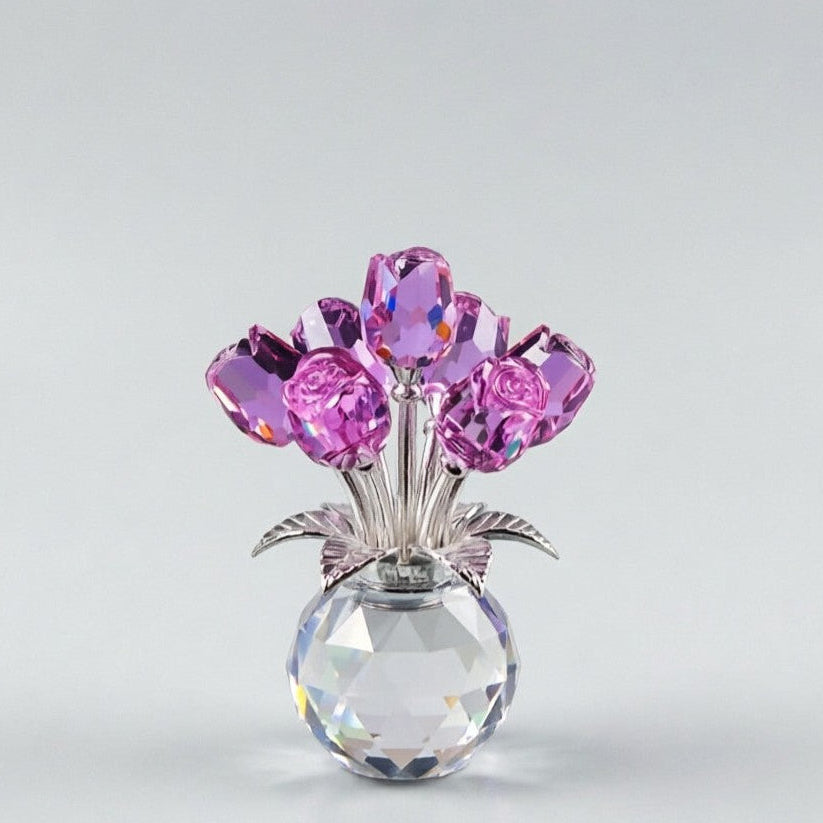 Crystal Rose Gift Eternal Glass Figurine Vase Anniversary Present Her