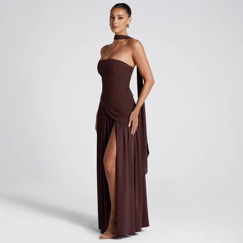 Long Sleeve Bodycon Midi Dress Ruched Slim Fit Fall Winter Party Dress - Image 12