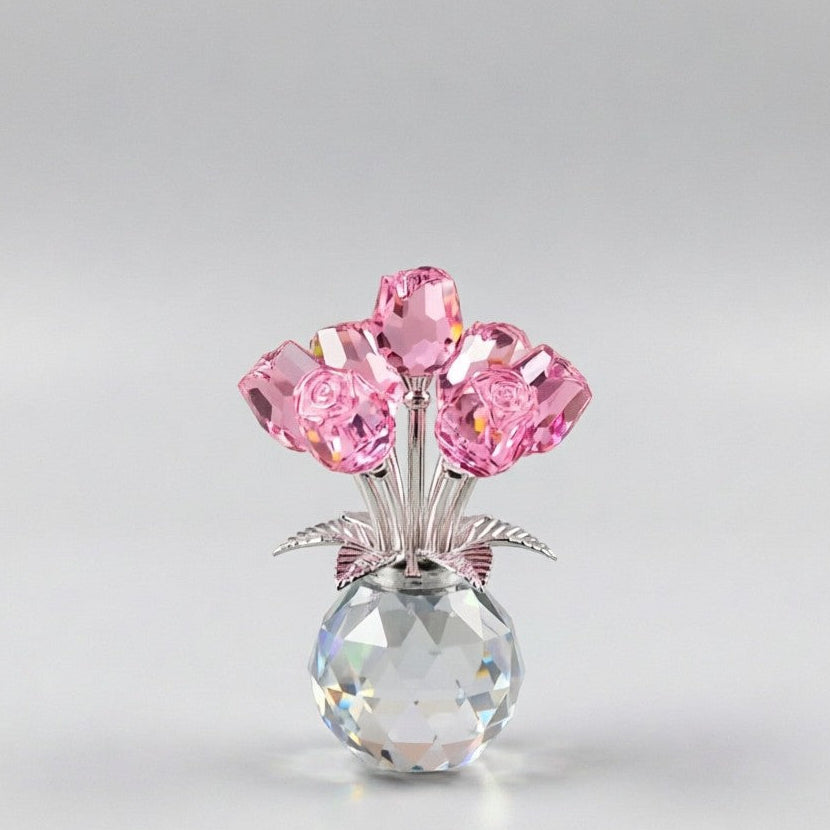 Crystal Rose Gift Eternal Glass Figurine Vase Anniversary Present Her