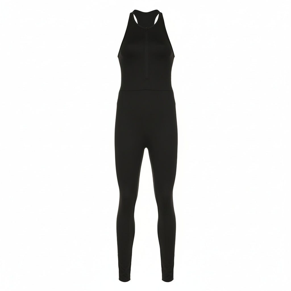 Women's Yoga Jumpsuit Backless Zip Front Cutout Sleeveless Bodysuit - Image 5