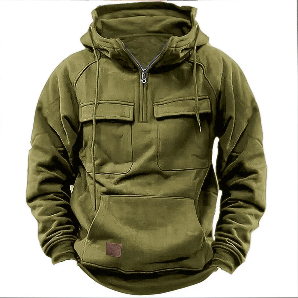Men's Modern Cosy Streetwear Winter Hoodie with Zipper and Front Pockets
