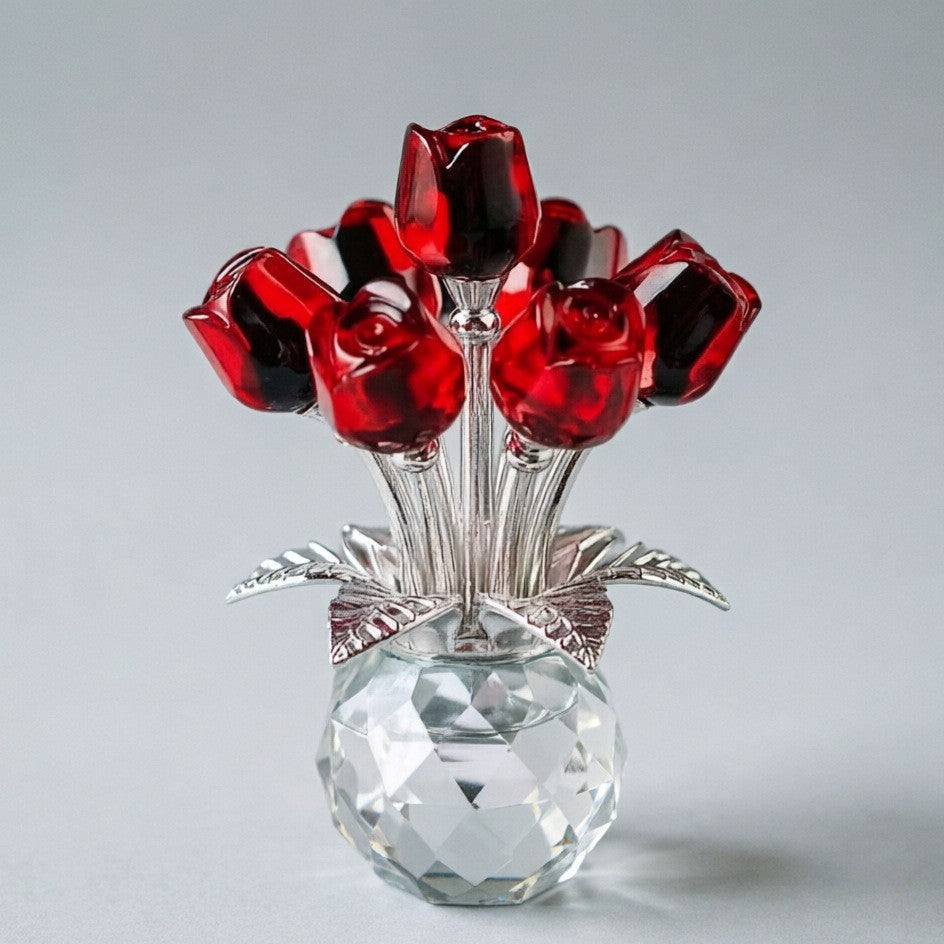 Crystal Rose Gift Eternal Glass Figurine Vase Anniversary Present Her