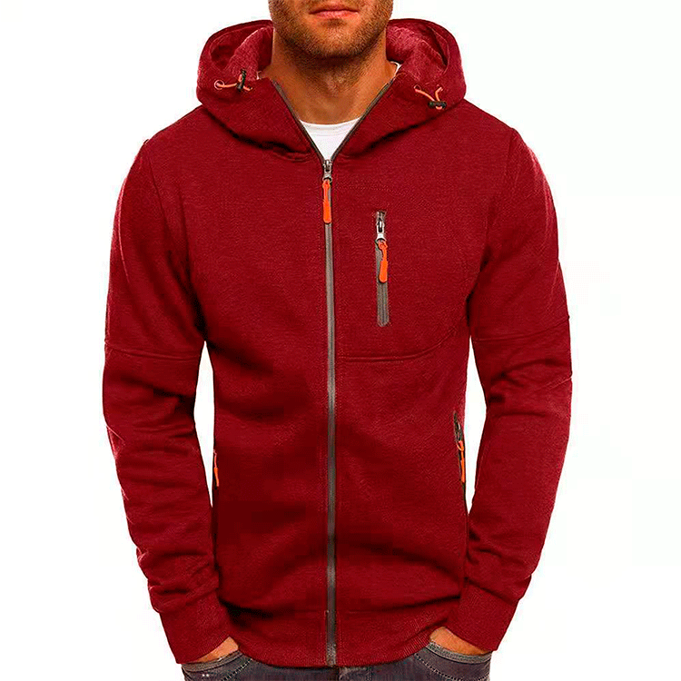 Practical Cozy Lining Zipper-Up Hoodie for Men