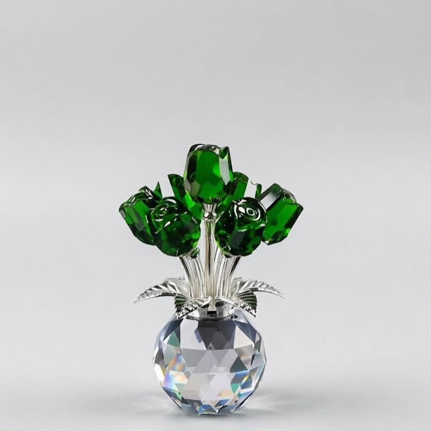 Crystal Rose Gift Eternal Glass Figurine Vase Anniversary Present Her