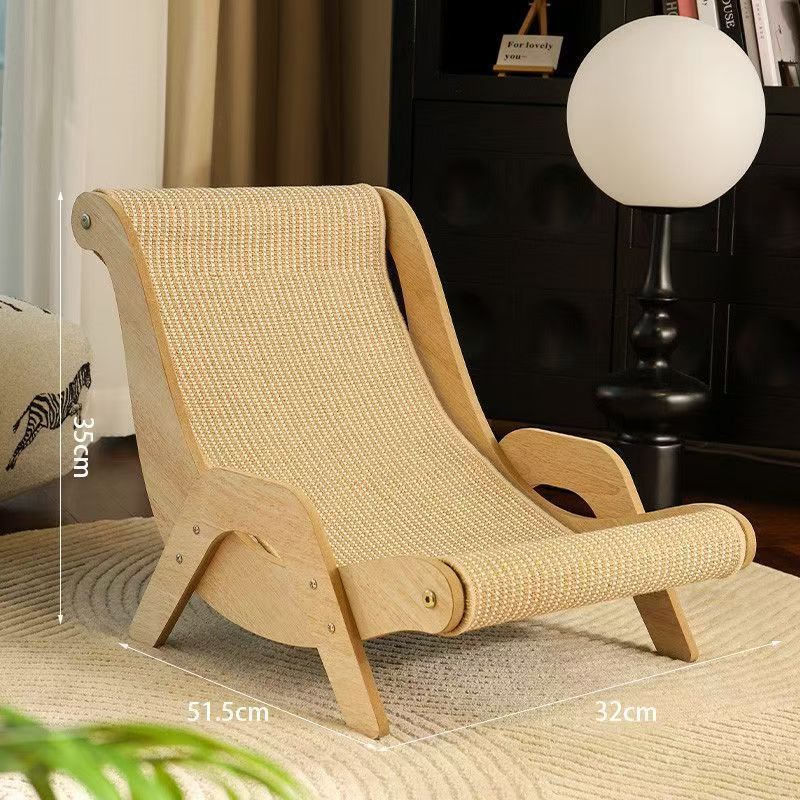 Cat Scratching Lounger Sisal 2-in-1 Scratcher Bed Space-Saving Wooden