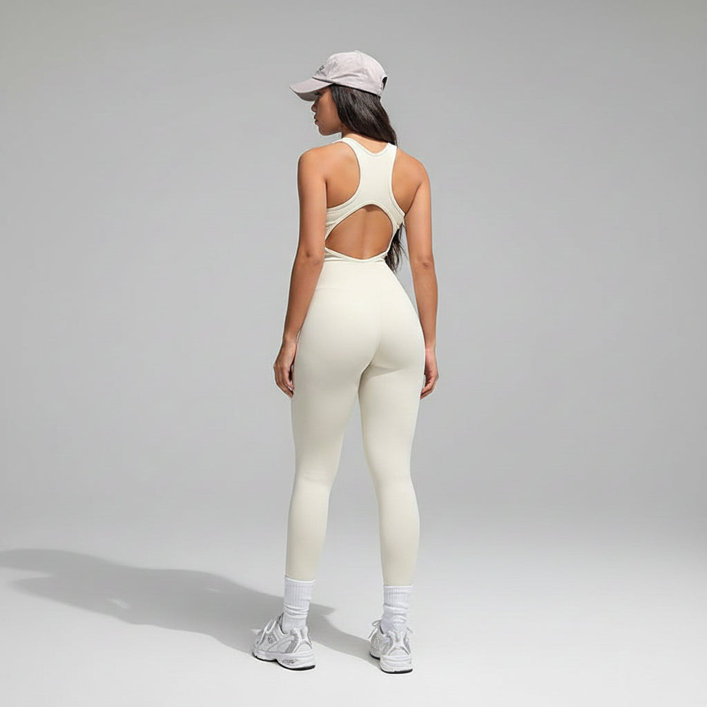 Women's Yoga Jumpsuit Backless Zip Front Cutout Sleeveless Bodysuit - Image 3