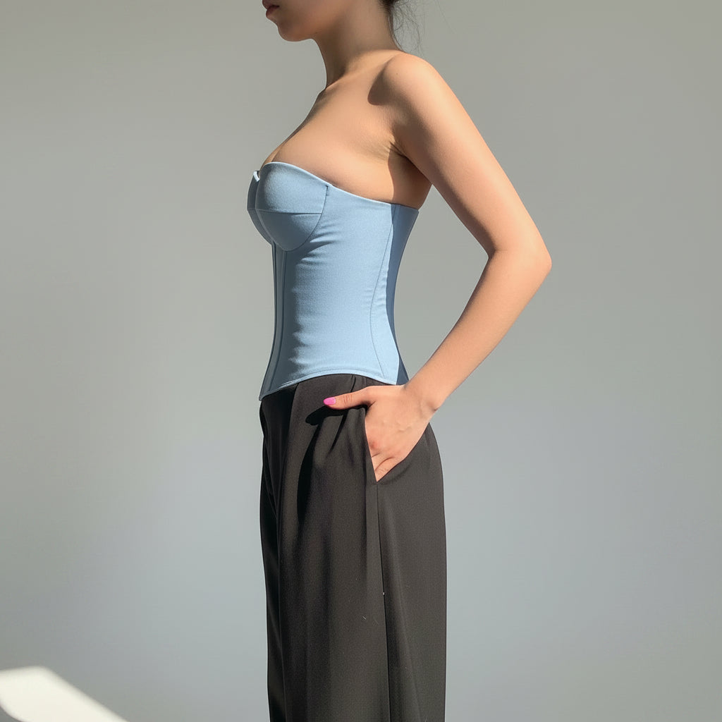 Strapless Corset Top Boned Bustier Crop Going Out Tube Top - Image 2