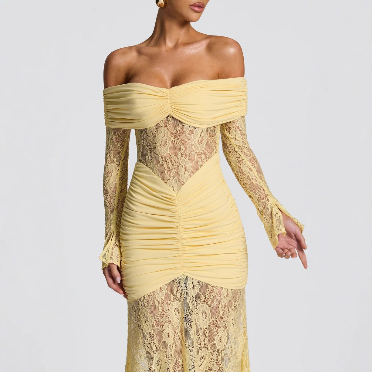 Halter Lace Maxi Dress Backless Bodycon Sleeveless Summer Eventwear - Image 3