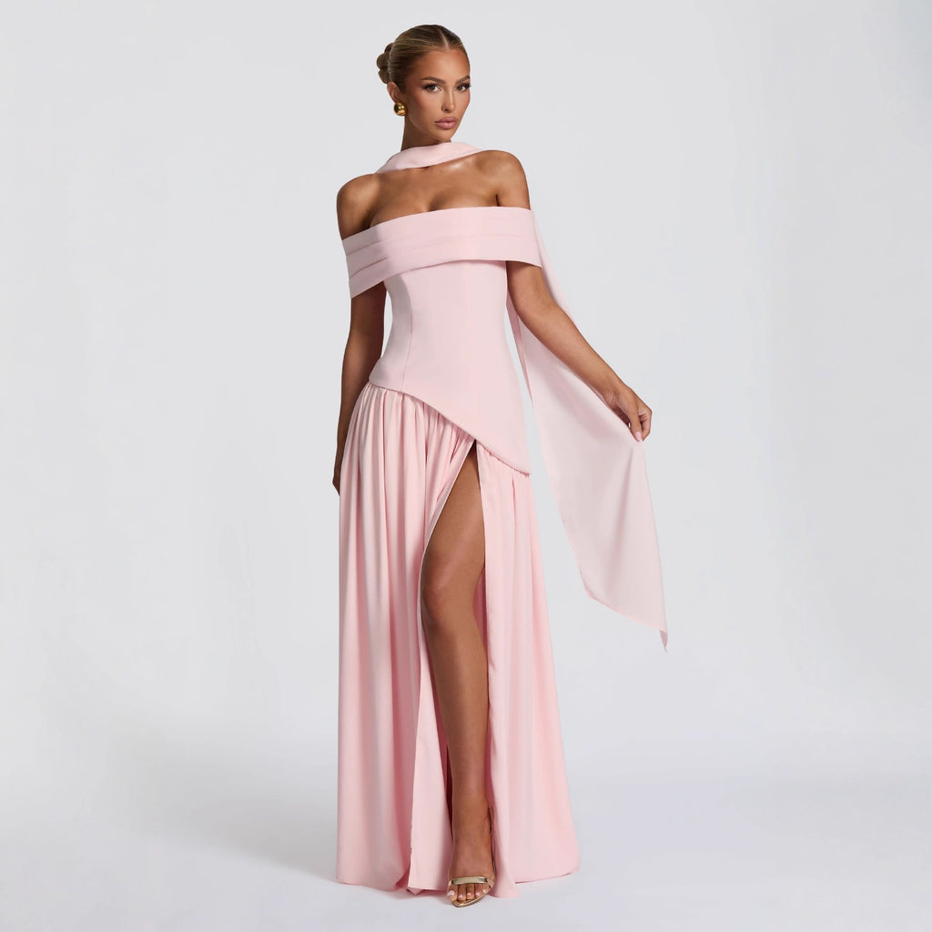 Backless Maxi Dress High Slit Strapless Bodycon Evening Gown