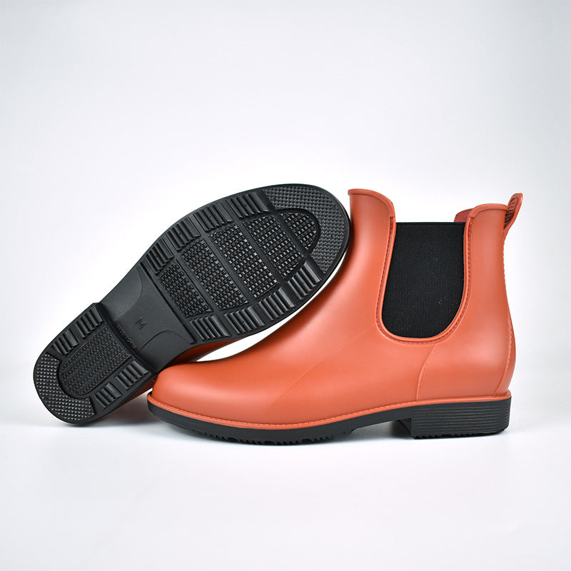 Women's Chelsea Rain Boots Waterproof Slip-On Ankle Booties Non-Slip - Image 5