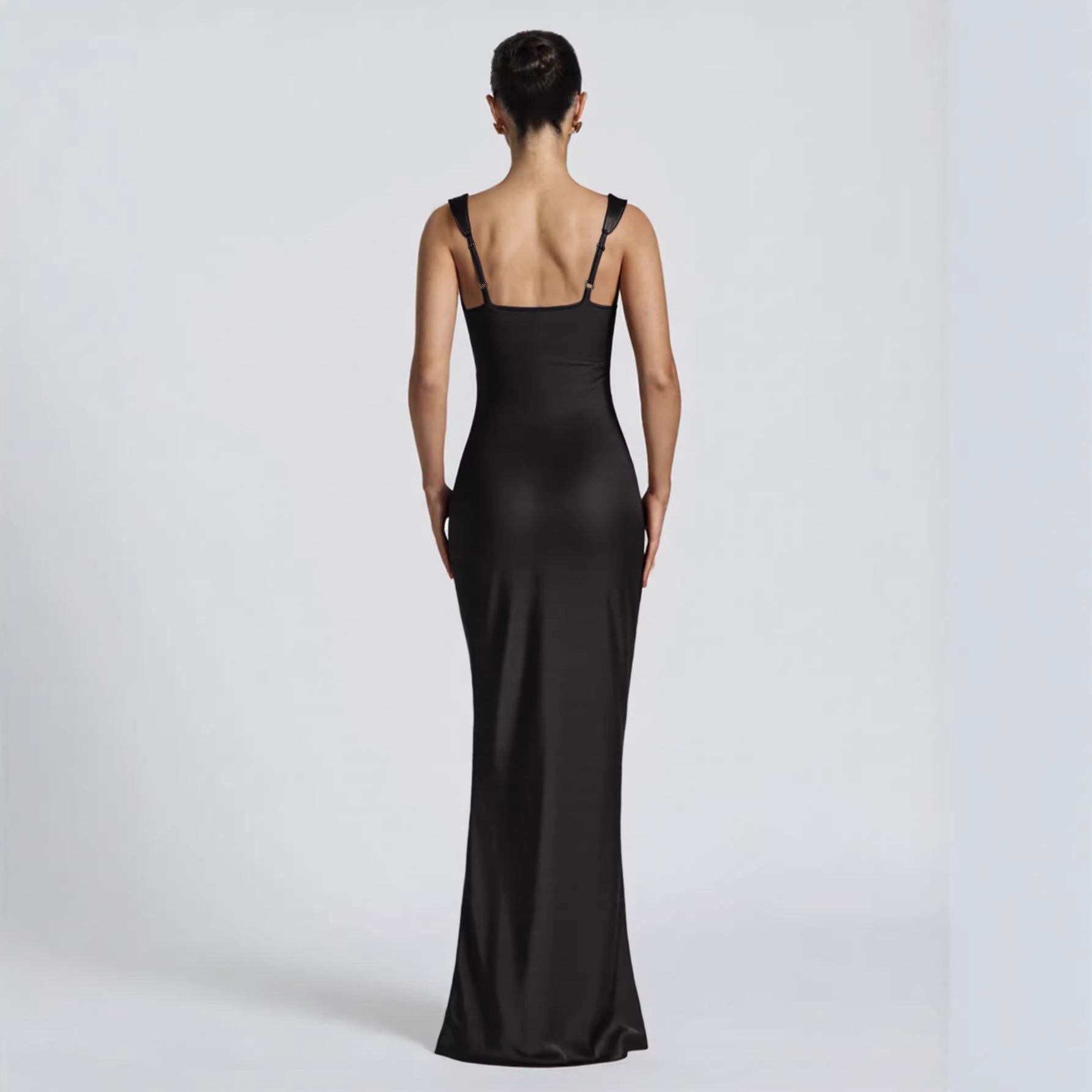 Women's Evening Dress Ruched Bodycon Spaghetti Strap Long Formal Maxi Gown - Image 3