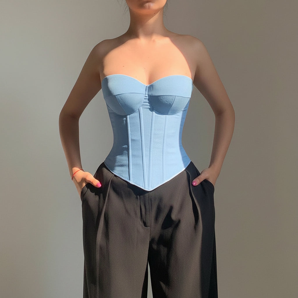 Strapless Corset Top Boned Bustier Crop Going Out Tube Top - Image 4