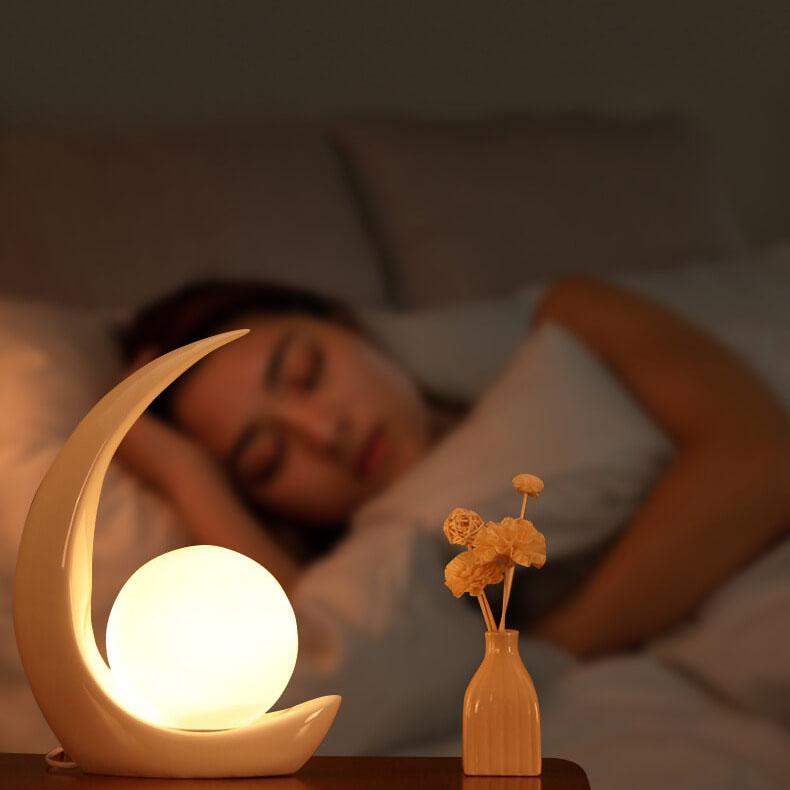Modern Table Lamp Crescent Resin Bedside Nightstand Decor - Image 6