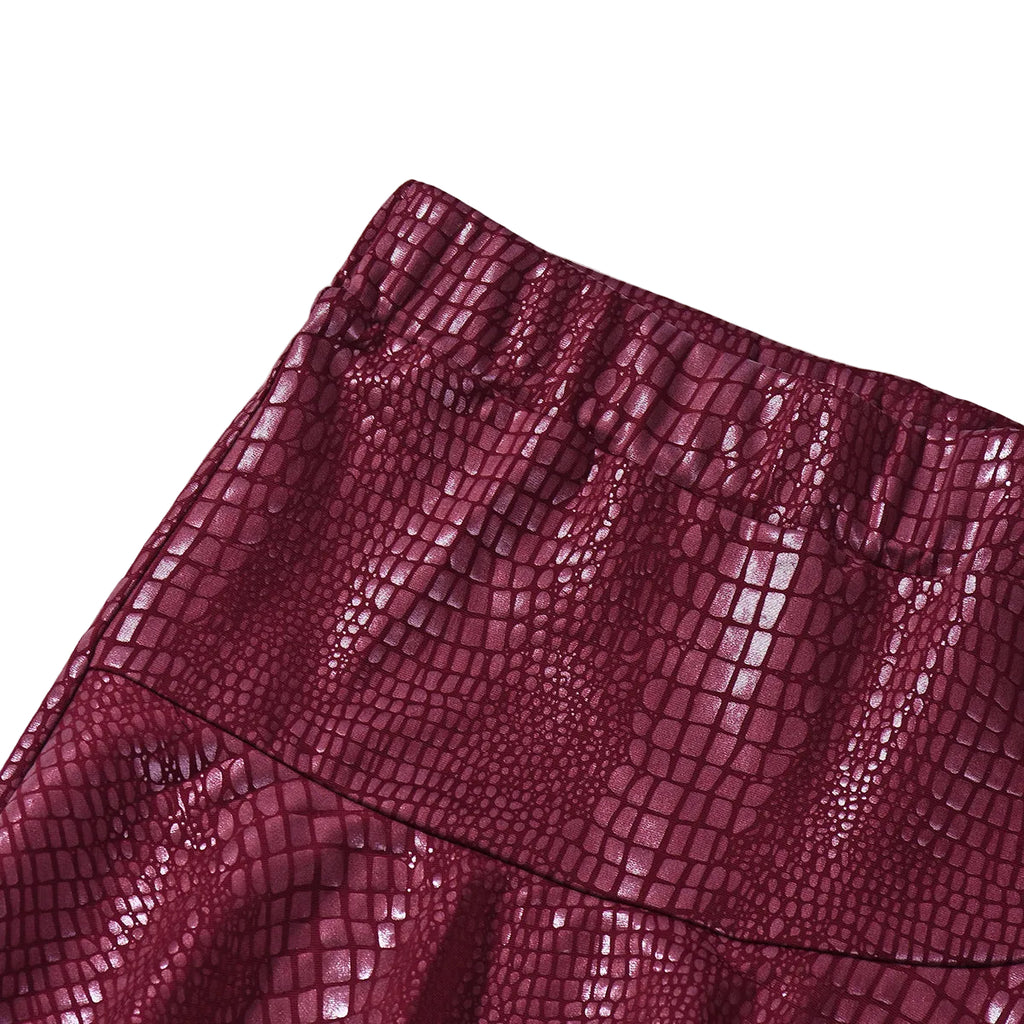 Faux Leather Coated Stretch Mini Skirt Pants