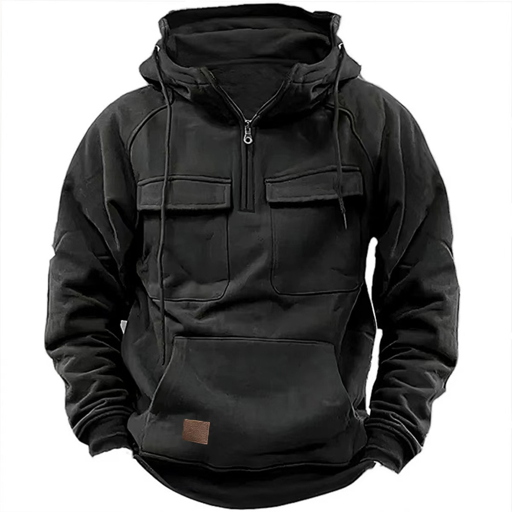 Men's Modern Cosy Streetwear Winter Hoodie with Zipper and Front Pockets
