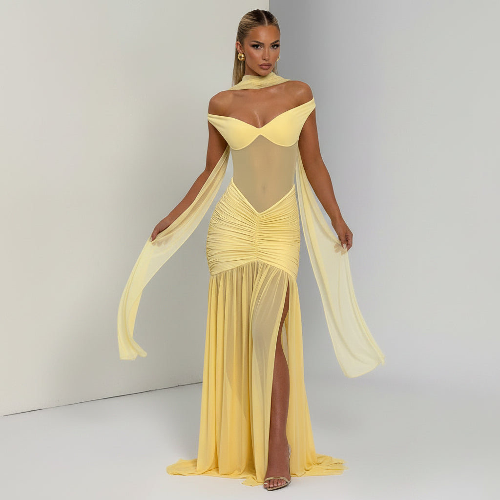 One Shoulder Maxi Dress Bodycon Mermaid Summer Evening Gown - Image 6