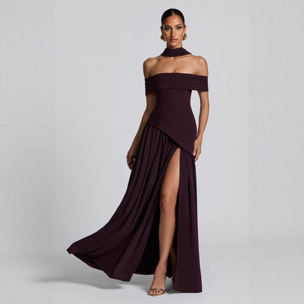 Backless Maxi Dress High Slit Strapless Bodycon Evening Gown - Image 3
