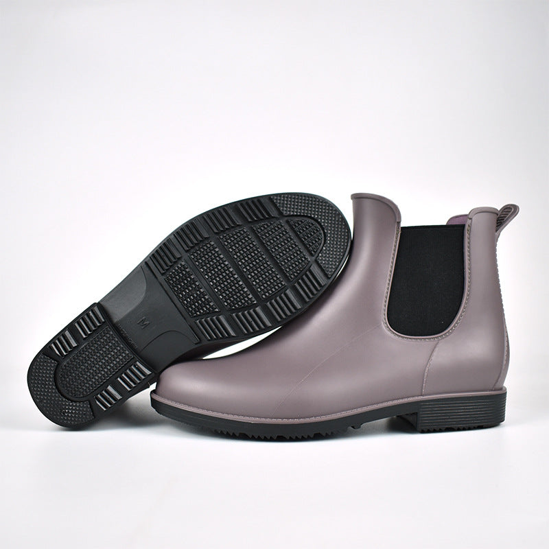 Women's Chelsea Rain Boots Waterproof Slip-On Ankle Booties Non-Slip