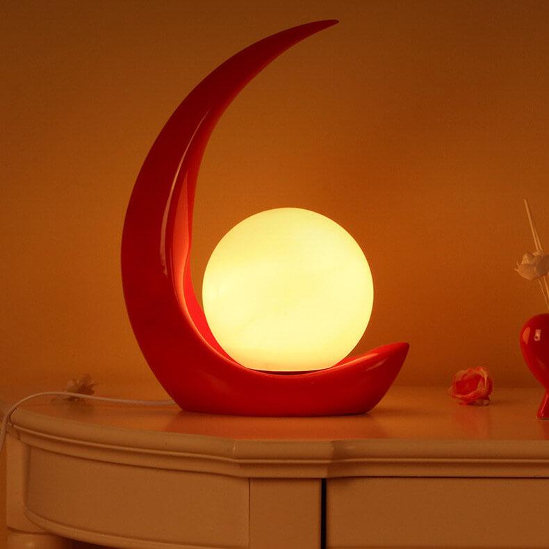 Modern Table Lamp Crescent Resin Bedside Nightstand Decor - Image 7