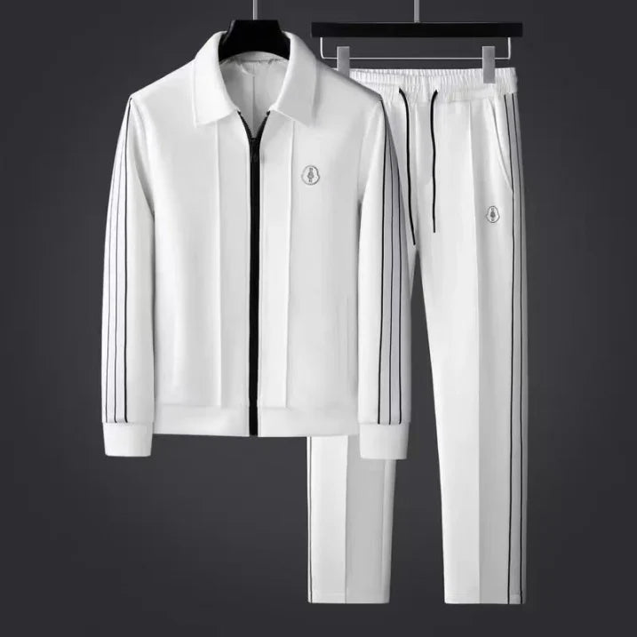 Men’s Sleek Breathable Sporty Tracksuit with Stripe Accents