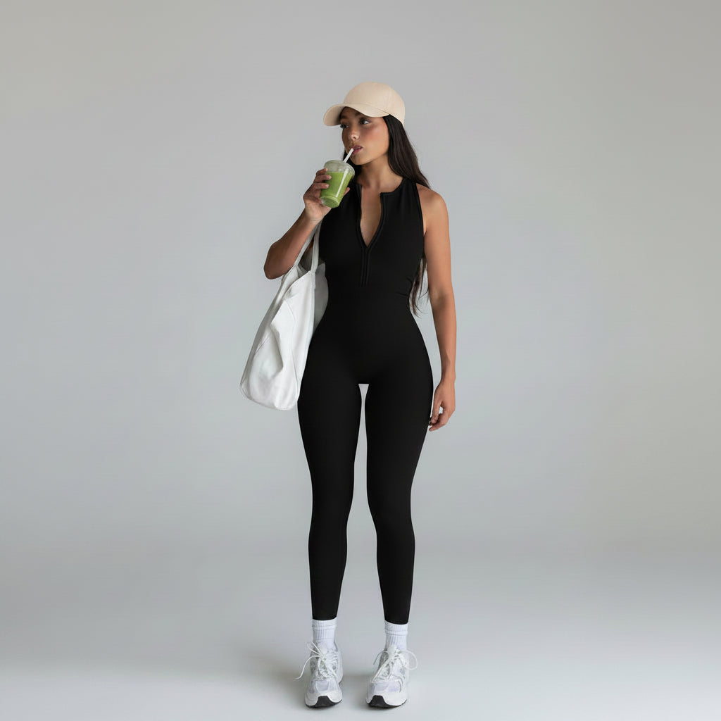 Women's Yoga Jumpsuit Backless Zip Front Cutout Sleeveless Bodysuit - Image 6