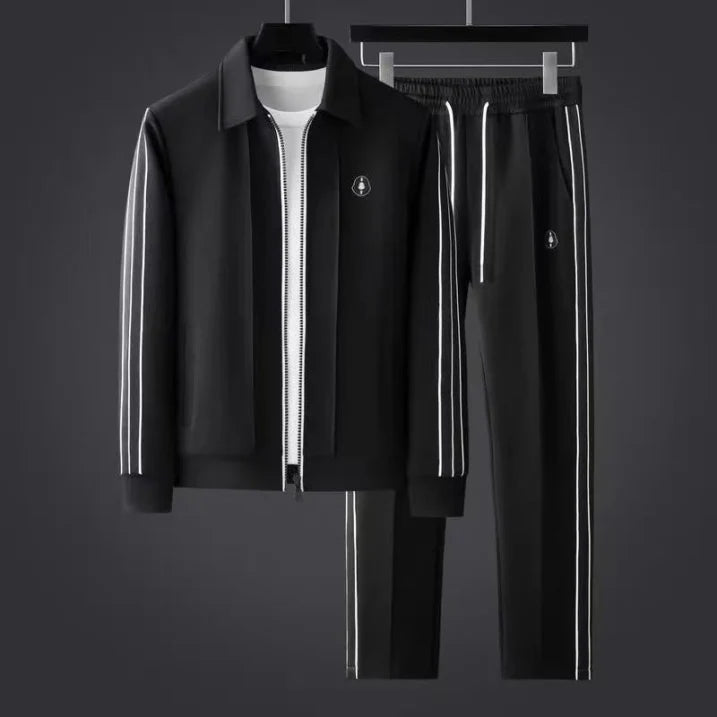 Men’s Sleek Breathable Sporty Tracksuit with Stripe Accents