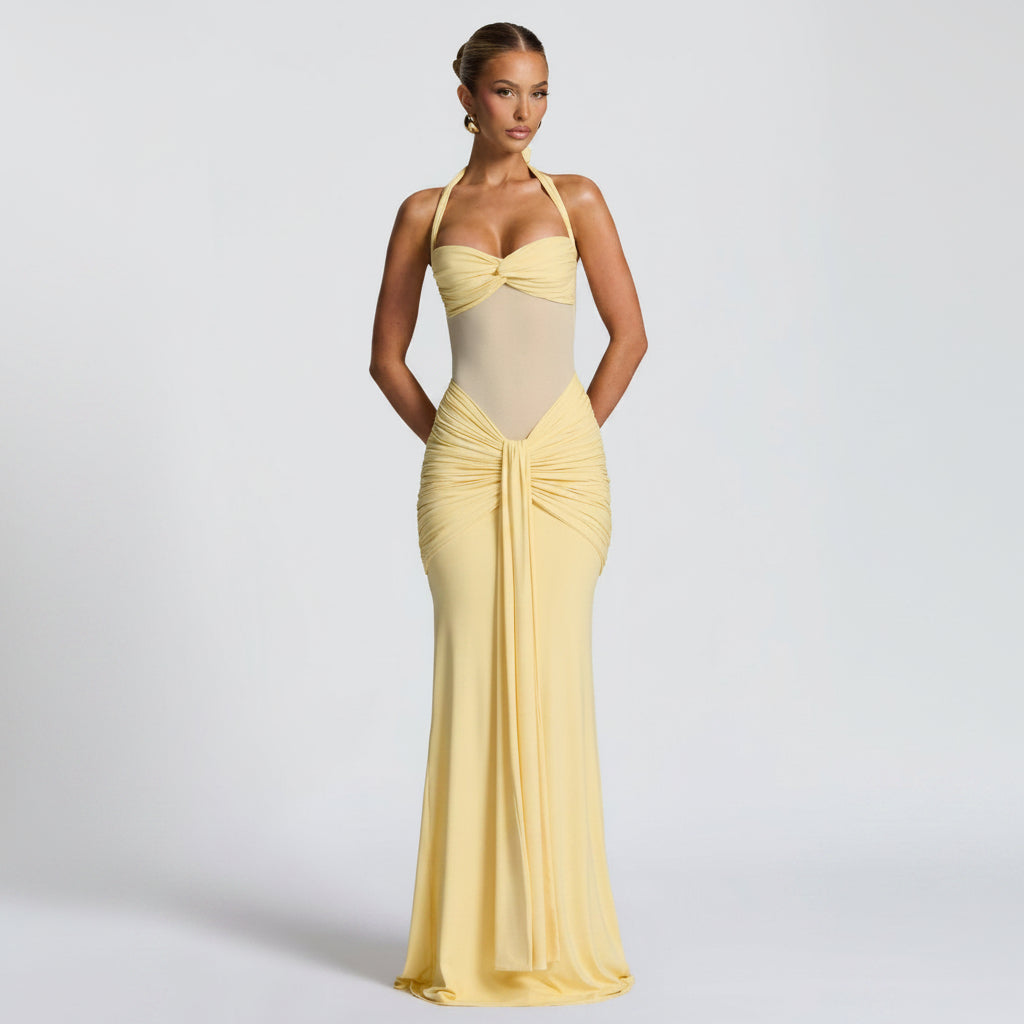 Women's Mesh Maxi Dress Bodycon Fishtail Sleeveless Party Gown - Image 9