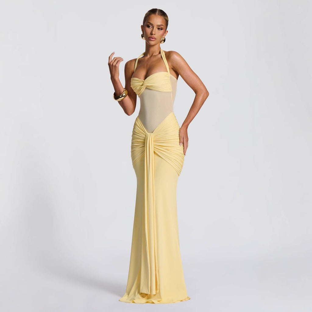 Women's Mesh Maxi Dress Bodycon Fishtail Sleeveless Party Gown - Image 4