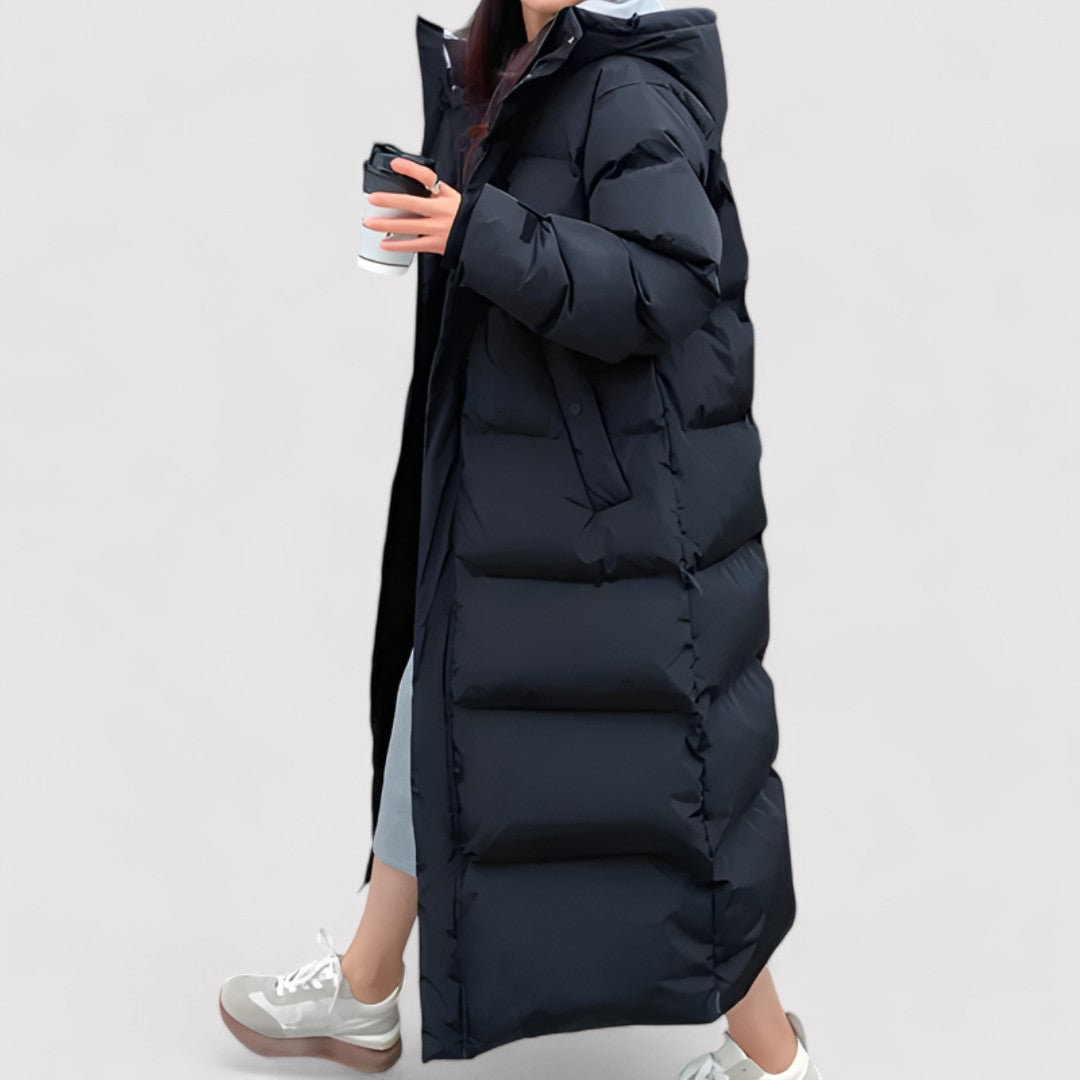 Long waterproof hooded winter parka for women