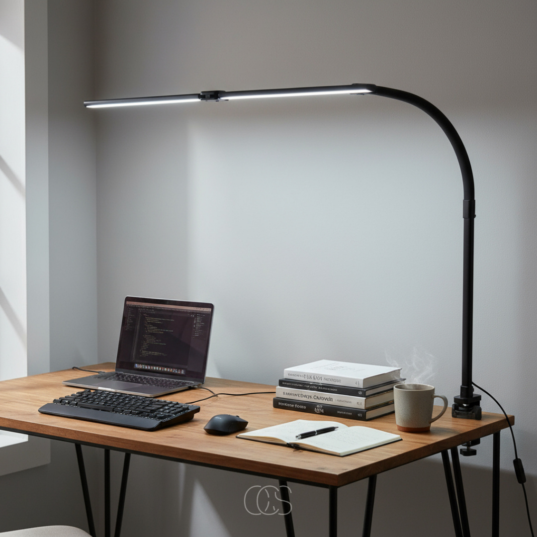 Gooseneck Metal LED Clamp Desk Lamp 3 Light Modes