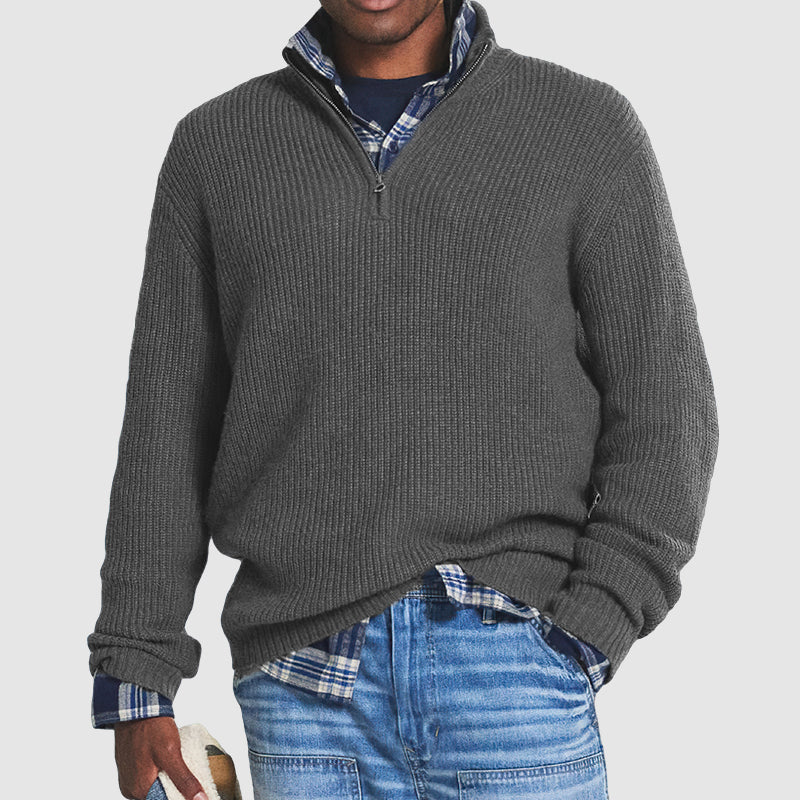 Men's Warm Front Button Half Zipper Sweater for All Season