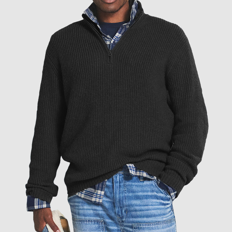 Men's Warm Front Button Half Zipper Sweater for All Season