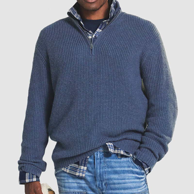 Men's Warm Front Button Half Zipper Sweater for All Season