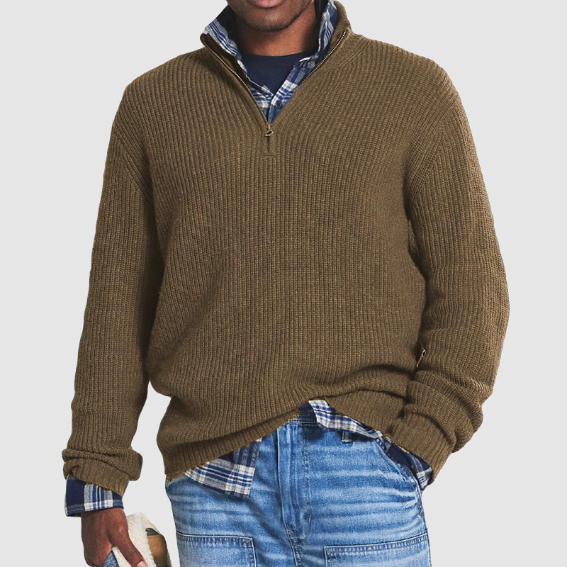 Men's Warm Front Button Half Zipper Sweater for All Season