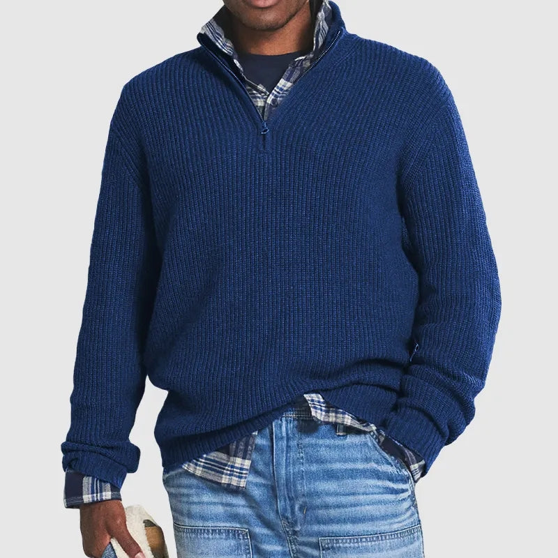 Men's Warm Front Button Half Zipper Sweater for All Season