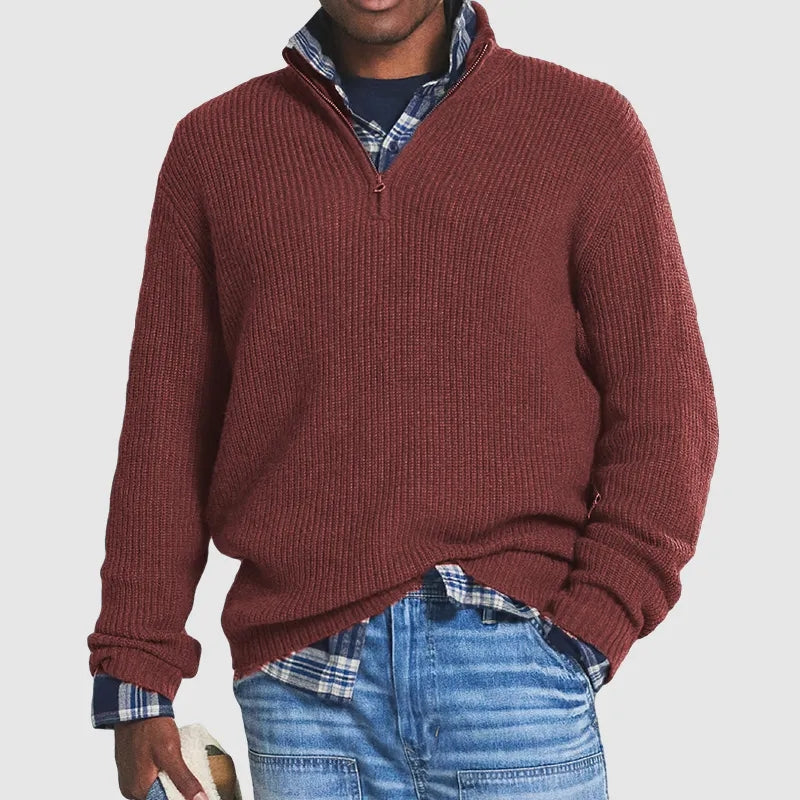 Men's Warm Front Button Half Zipper Sweater for All Season