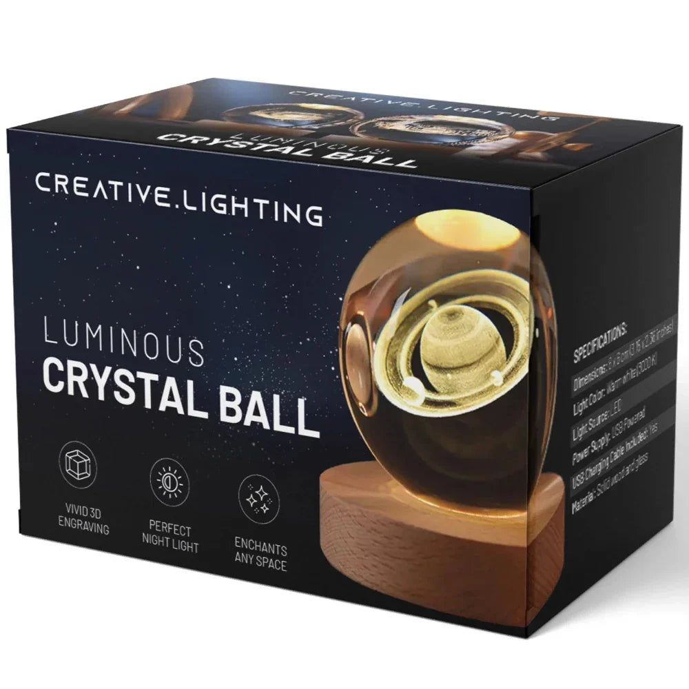 Ambient 3D Crystal Ball LED Night Light USB Lamp for Home Decor