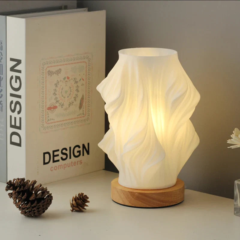 Modern Table Lamp Dimmable USB Wave Shaped Bedside Decor - Image 14