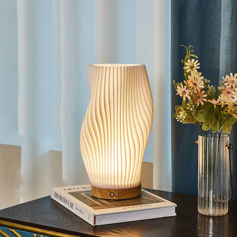 Modern Table Lamp Dimmable USB Wave Shaped Bedside Decor - Image 7