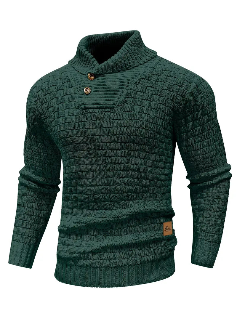 Men's Elegant Warm Knitted High Neck Sweater
