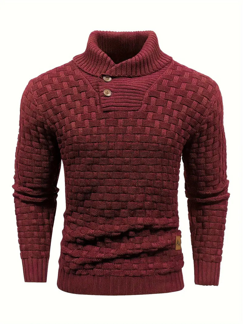 Men's Elegant Warm Knitted High Neck Sweater