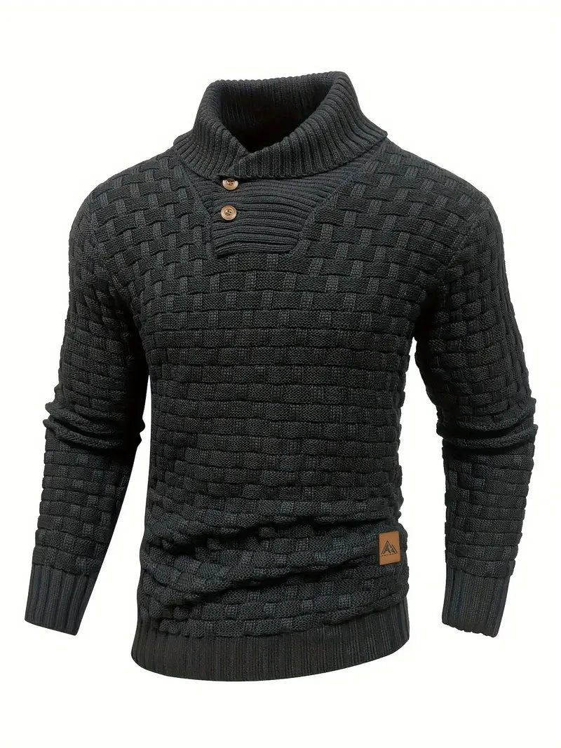 Men's Elegant Warm Knitted High Neck Sweater