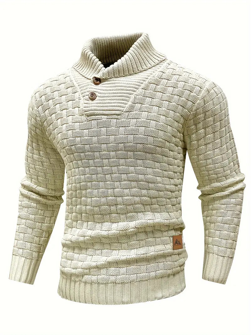 Men's Elegant Warm Knitted High Neck Sweater