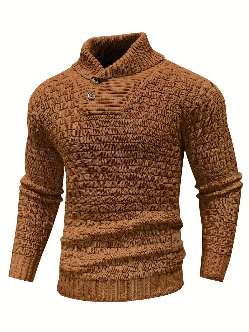 Men's Elegant Warm Knitted High Neck Sweater
