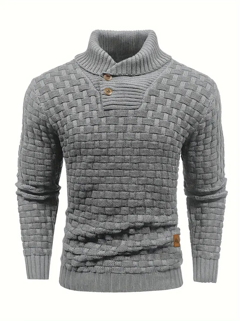 Men's Elegant Warm Knitted High Neck Sweater